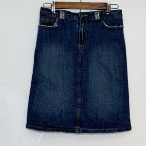 Exit Denim Skirt.size Medium frayed around pockets
